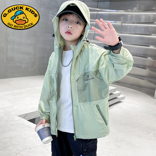 G.DUCKKIDS children's clothing boys summer sun protection clothing jacket 2025 new medium and large children summer boys thin breathable sun protection clothing green 130 cm (130cm)