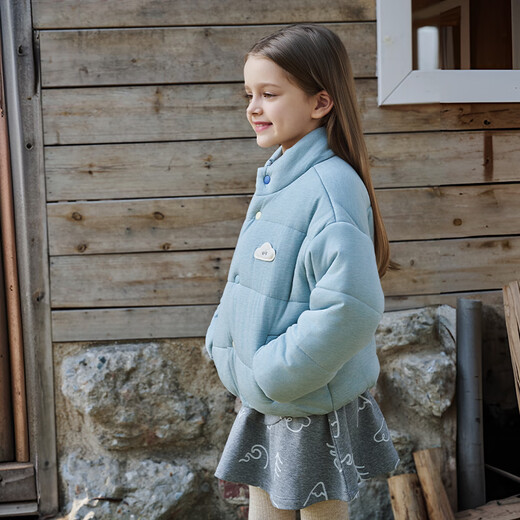 nest designsPR小云朵童装儿童夹棉外套男童女童时尚百搭秋冬 雾灰绿 100 （建议身高90-102cm）