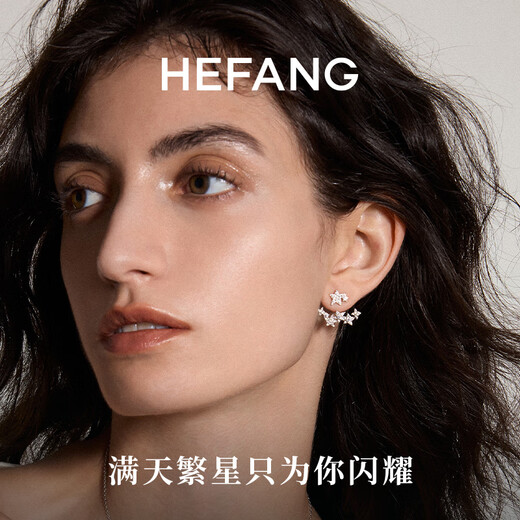 HEFANG He Fang Jewelry Sparkling Star Earrings Stud Earrings for Women Light Luxury and High-end Birthday Gifts for Your Girlfriend