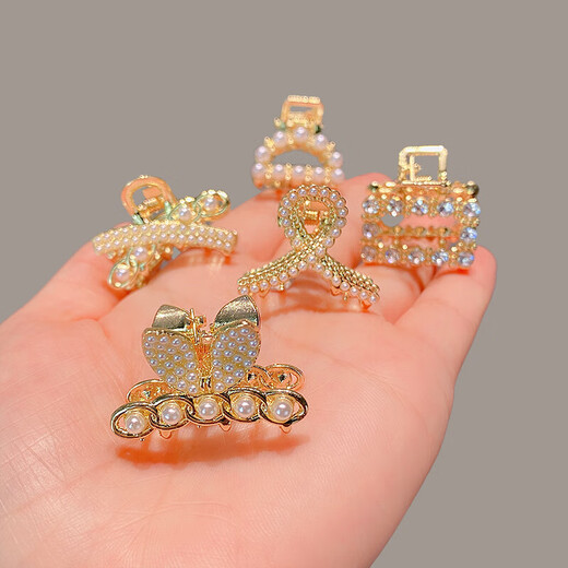 High-end small size gripper, small and exquisite half-tied hairpin for women 2025 back head clip headdress, rhinestone hollow