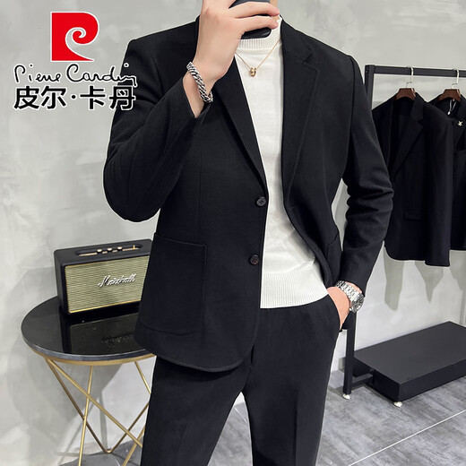 Pierre Cardin autumn thin small suit men's jacket slim and high-end casual Korean style handsome little suit suit dark gray XL