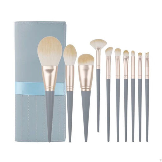 Blue Bridge 10 Makeup Brush Set Beginner Loose Powder Blush Concealer Foundation Eyeshadow Brush Full Set Super Soft Hair 10 Blue Bridge Brush Set + Blue Bridge Bag 1 Piece