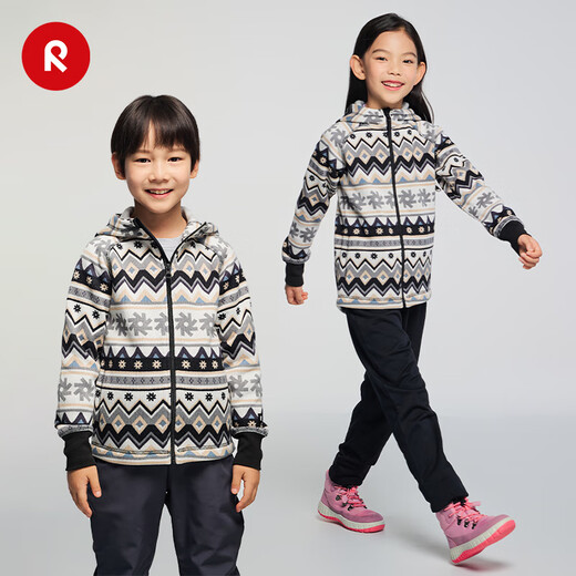 Reima Finland reima2025 new autumn and winter new products for boys and girls, warm and comfortable sports fleece cardigan sweatshirt black-9995 140 cm