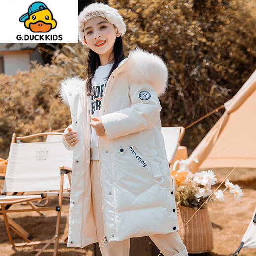 G.DUCKKIDS Girls' Down Jacket Shiny Disposable Mid-Length Medium and Large Children's 2025 New Korean Version Thickened Children's Winter Jacket Trendy Pink 150