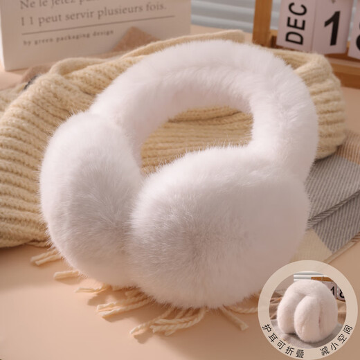 
TUTORGOOSE earmuffs for women winter 2025 new white plush warm windproof earbags to prevent cold plus velvet ear covers antifreeze earmuffs [official authentic] white