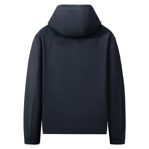 Dances with Wolves Silver Fox Velvet & Level 4 Waterproof Outdoor Wind Hooded Jacket Plus Velvet Warm Men's Jacket 101 Navy L