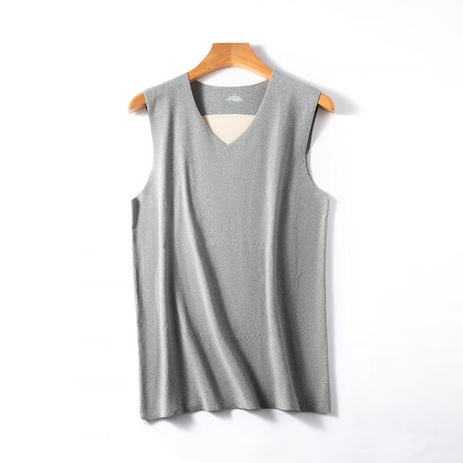 Autumn and winter men's seamless thermal vest base underwear plus velvet thickening slim double-sided brushed sleeveless men's vest men's dark gray 3XL (140-160Jin Jin equals 0.5 kg)