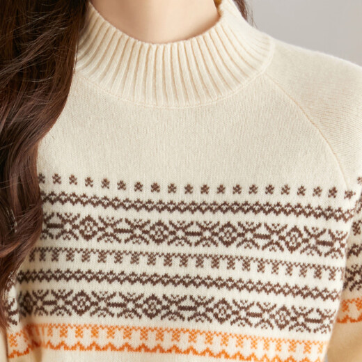 Shexi (Srcr) 100% sheep wool half turtleneck jacquard knitted bottoming sweater for women with autumn and winter thick woolen sweater