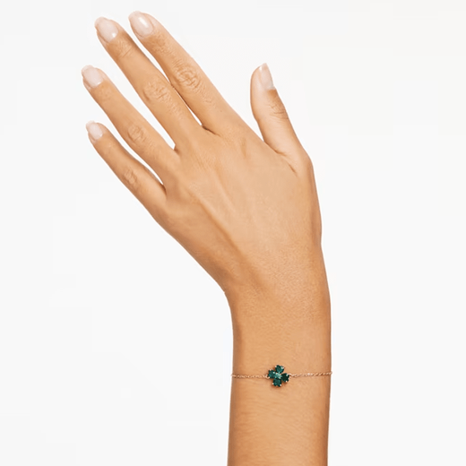 Swarovski clover gold-plated bracelet green for men and women, green F brand original box (random color)