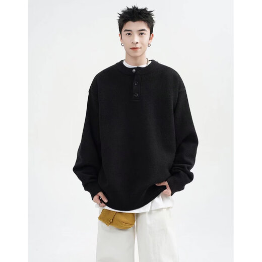 Fitting room Henry collar sweater men's autumn American cleanfit sweater jacket retro long-sleeved inner sweater light gray XL recommended 135-150Jin Jin equals 0.5 kg