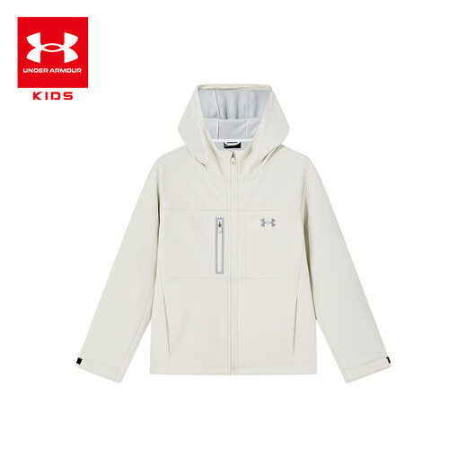 Under Armor Children's Jacket Children's Autumn and Winter Hooded Fitted Woven Thickened Jacket Winter Casual Jacket 254304397 Cream White 170