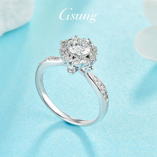 GsunG platinum diamond ring for women, brilliant PT950 pure platinum ring, fashionable and shiny proposal, wedding and Chinese Valentine's Day gift. Priced by gram. Contact before bidding.