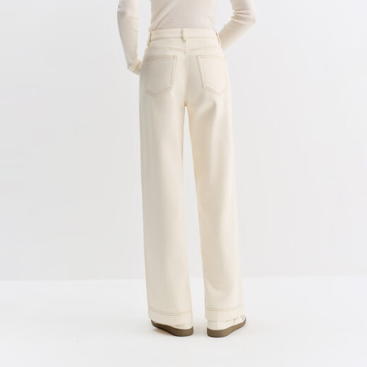 Fanslanen original cow color straight high waist jeans for women winter 2025 new long and short version versatile pants 4304 milk white short style XS