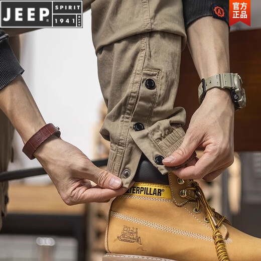 JEEP SPIRIT美式工装裤子男2025新款机能户外战术休闲裤男生束脚宽松型甄选 YM-655卡其色 3XL