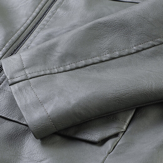 ROMON Jacket Men's Spring and Autumn Trendy Lapel Solid Color Business Casual Leather Jacket Black XL