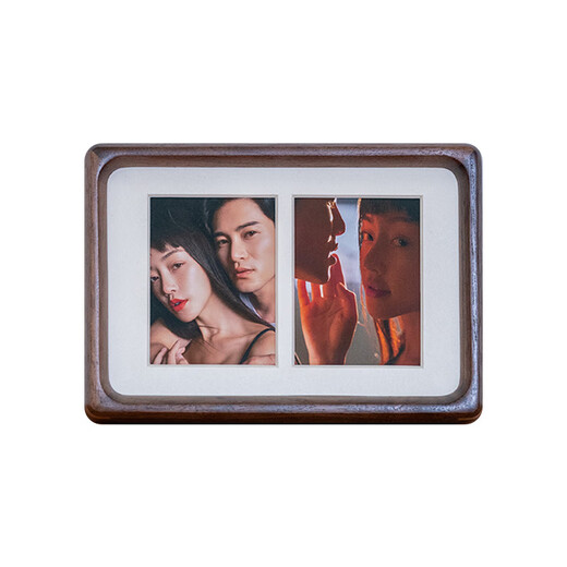 Mesa con marco de fotos de madera maciza, foto de pareja diy, impresión personalizada, doble orificio, 6 pulgadas, A4, nogal, regalo de recuerdo de alta gama, 6 pulgadas, 10*15,2 cm, nogal norteamericano