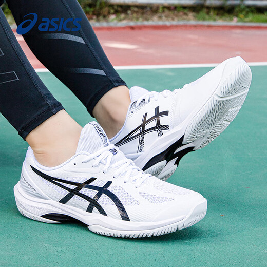 Asics badminton shoes men's shoes autumn and winter new breathable mesh sports shoes wear-resistant non-slip training shoes white/black 42.5
