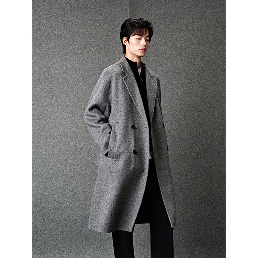 GXG Men's Classic H-shaped alpaca mulberry silk mid-length coat jacket 25 years new winter gray L (size is too large)