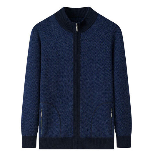 KING DEER middle-aged and elderly men's cashmere sweater half turtleneck zipper pocket thickened cardigan loose large size wool dad grandpa sweater gray 2XL 185 size 165-185Jin Jin is equal to 0.5 kg