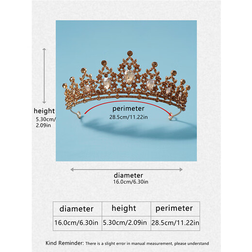 
DL 1998 Fat Donglai Quality Bride Crown Tiara Baroque Retro Atmospheric Princess Queen Crown Birthday Hair Accessories Wedding Ginger Crown TS-0003-L