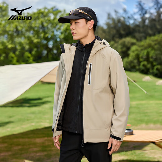 Mizuno Outdoor Jacket Men's Three-in-One Jacket Couple's Two-piece Hooded Windproof and Water-Repellent Mountaineering Jacket Obsidian Black 2XL