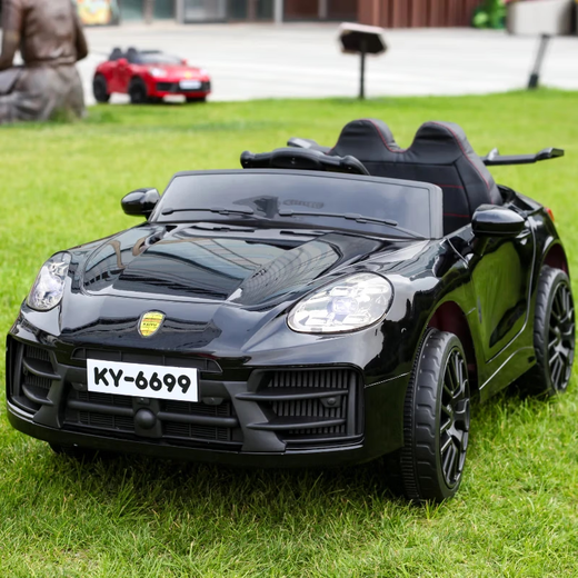 Aiqima new children's electric car four-wheel toy remote control car rechargeable male and female baby child swing charging stroller soft wheel classic white + four-wheel drive 12v7 leather seat