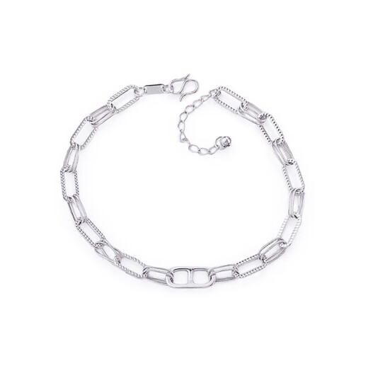 Jinshang Jewelry PT950 platinum bracelet, rounded double ring pig nose, cross chain niche design, fashionable and simple, ins cold style, platinum rounded double ring pig nose bracelet, about 7g
