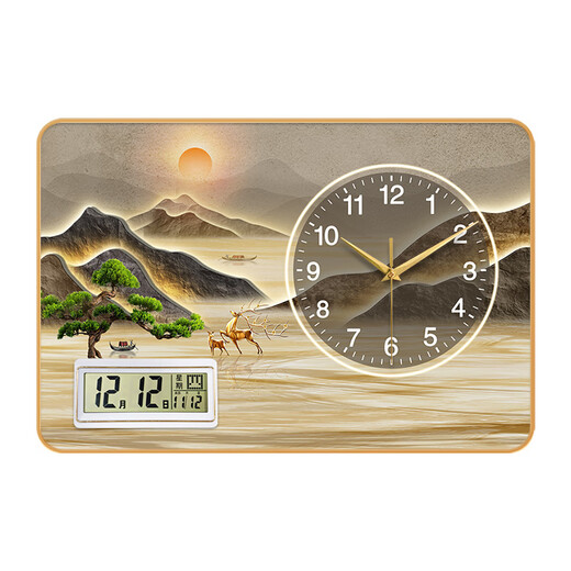 KODO Creative Simple Desktop Clock Office Ornaments Perpetual Calendar Bedroom Living Room Table Clock Silent Home Desktop Clock Alpine Flowing Water Calendar 20*30cm No Specifications