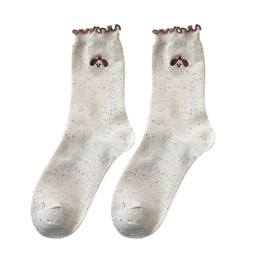 Girls Socks Solid Color Spring and Autumn Thin Children's Fungus-edged Mid-Tube Socks Korean Girl Baby Princess 1 Pair Random Colors One Size