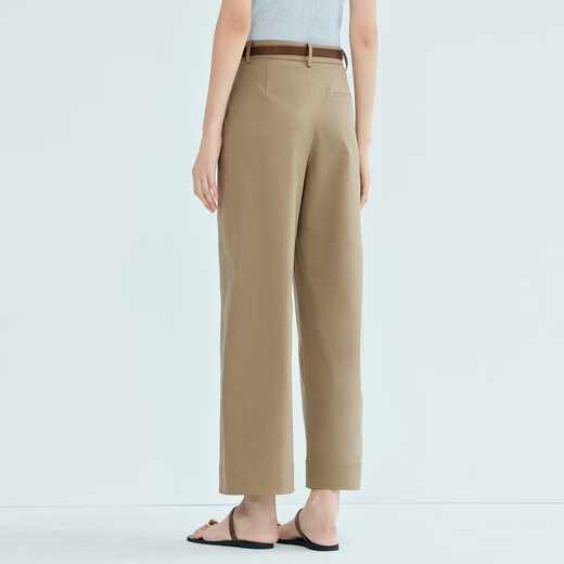Evely Jiang Xin respalda la nueva ropa de verano 2025 Nuevos pantalones de pierna recta de nueve puntos para mujeres que viajan con pantalones de traje transpirable Ligero de trabajo Versátil Caki M 105-115Jin [Jin equivale a 0.5 kg]
