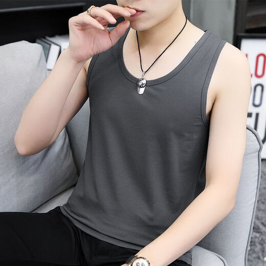 Can be worn inside or outside, sports vest vest summer sleeveless T-shirt men's sports short-sleeved men's white - vest A610 2XL 140-160Jin Jin equals 0.5 kg