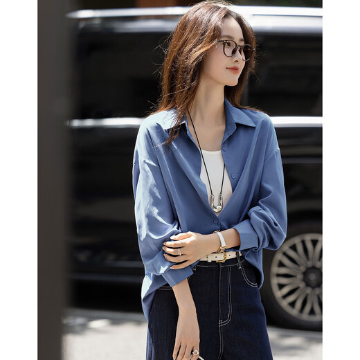 Demana double-sided velvet autumn commuting lapel loose shoulder shirt hidden flesh small soft shirt women's top