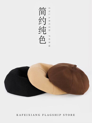 Japanese style big head painter's hat for women 2025 new face-showing beret casual versatile Korean style octagonal hat black four seasons style & casual wear style for handicapped friends one size