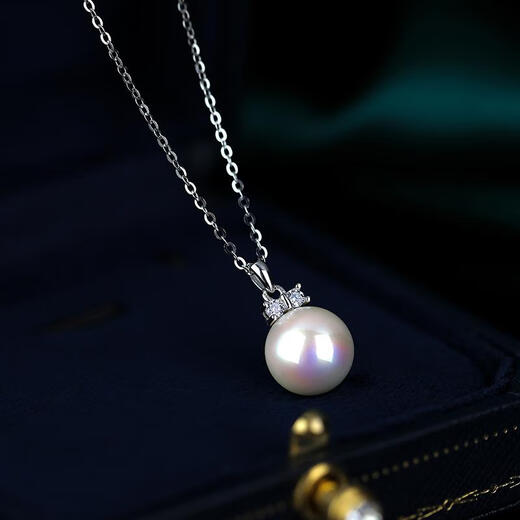 Mother mother-of-pearl pendant single sterling silver clavicle necklace with bow simple female birthday gift 10mm white beads