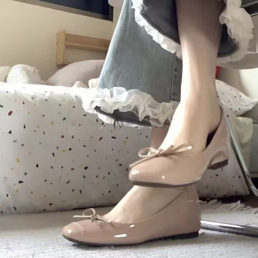 Feiyao Mary Zhen Single -Schuhe für Frauen im Sommer Nacktlederschuhe mit Rock, um das Temperament und Damenschuhe Gelegenheitsschuhe Nacktfarbe 36 (ca. 4,5 cm Anstieg der Höhe)