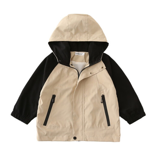 G.duck children's clothing, parent-child clothing, family of three or four, contrasting color children's suits, jackets, autumn clothing, family clothing, hooded jackets, Japanese black-sleeved work jackets, 165 S size