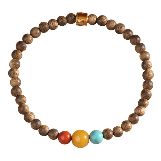 Potala Palace Qinan Agarwood South Red Beeswax Green Pine Bracelet Wooden Toy Transfer Bead Bracelet Men's and Women's Birthday Gift