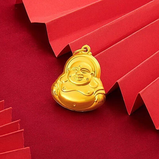 MHFDO Old Phoenix Maitreya Buddha Pendant Good Luck, Good Luck and Safe Delivery for Elderly Gifts Long Luck Sand Gold Necklace for Mom 3.283g Soon to be sold out Buy now