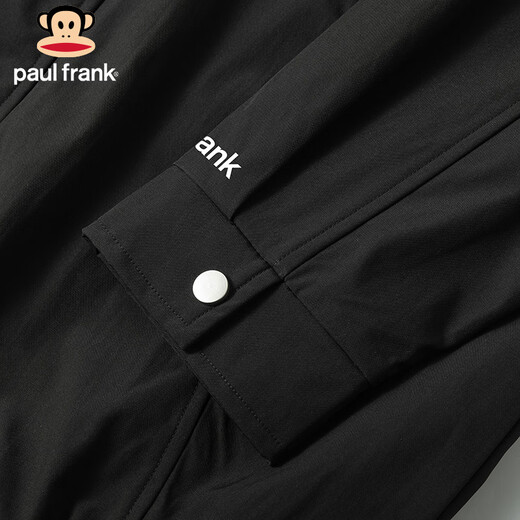 Paul Frank Jacket Men's Spring and Autumn Lapel Plaid Jacket Men's Casual Loose Fake Two-piece Top Black XL