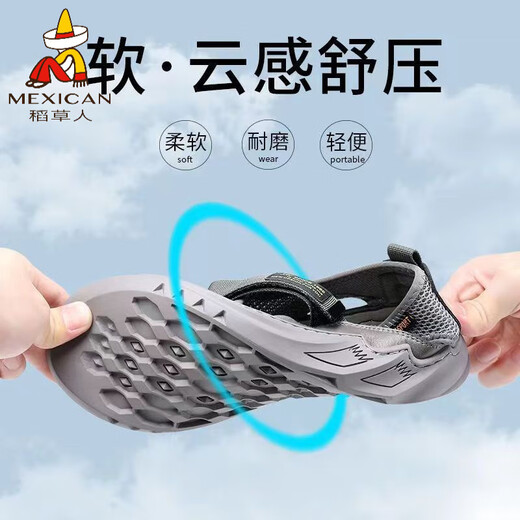 Vogelscheuche (mexikanische) Sommer neue Männerschuhe atmungsaktives Mesh Loch Sandalen Herrener Casual Sports Nicht ruhig