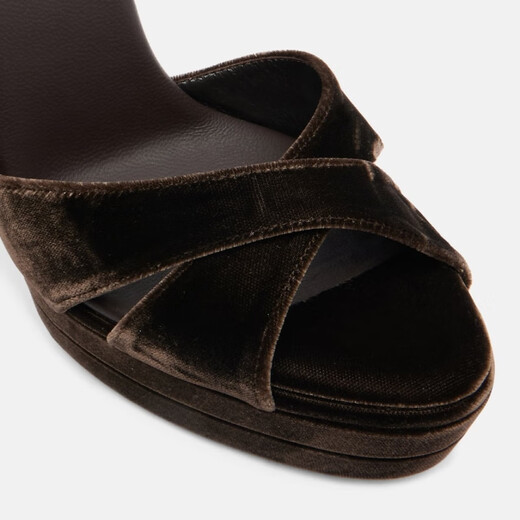 Aquazzura New Year's Gift Women's Divine 130 Velvet Platform Sandals P01097569 Brown 37 EU 37