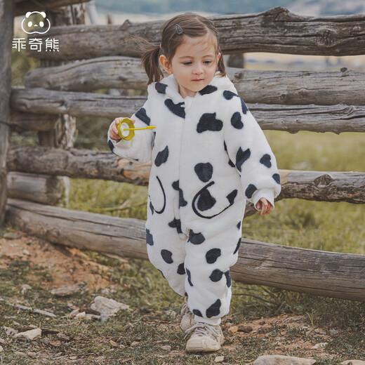 Guiqi Bear Milk Velvet Infant Antibacterial Warm Jumpsuit Baby Hooded Cotton Anti-static Romper for Winter