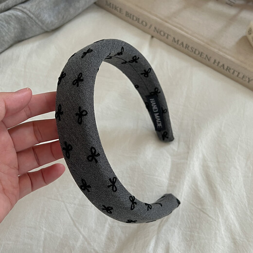 Miao Yijia gray polka dot headband women's high skull wide-brimmed hairpin headwear high-end western style fashionable headband 2025 new gray headband 2 pieces polka dot + bow 3cm