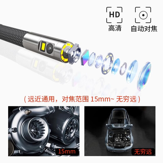 Gugao Lusen 360-degree turning endoscope high-definition camera dual-lens industrial pipeline inspection vehicle maintenance GL-500M new high-definition dual-lens 6.5mm + snake tube 5 meters