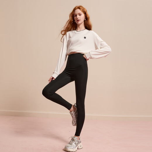 Sancai Duxing 2025 Winter New Yoga Pants High Waist Slim Shaping Butt Lifting Belly Controlling Leggings Shark Pants F Classic Black M 160/68A 160/68A