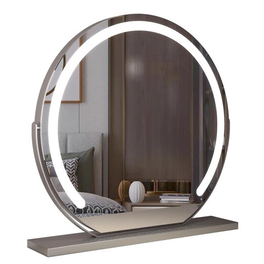 High Definition LED Makeup Mirror with Lights Dressing Mirror Desktop Smart Home Simple Master Bedroom Internet Celebrity Silver 50 Diameter (Charging) Rotating Model