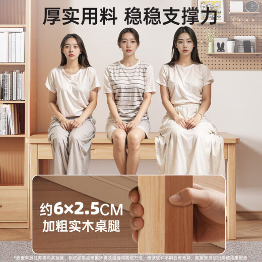 Desk student home study desk writing desk simple workbench office desk bedroom desktop computer table with drawer classic solid wood single table solid wood color 80*50CM