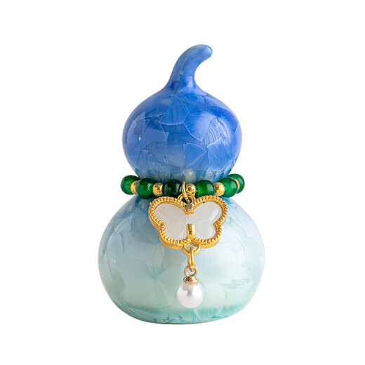 Shangfu Crystal Glaze Ceramic Colorful Gourd Tea Pet Ornaments Home Decorations Creative Personalized Tea Ceremony Accessories Decoration TBSF Crystal Glaze Gradient Small Gourd-Sapphire Blue No Specifications