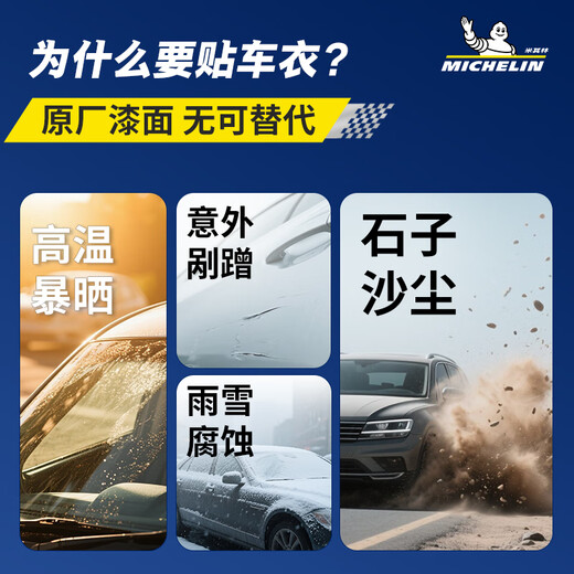 MICHELIN Invisible Car Cover Film Full Body Film TPU Material Anti-scratch Car Cover Paint Protective Film Thick Upgraded Version 8MIL Package Construction