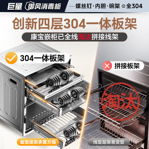 Canbo Disinfection Cabinet Embedded Household Yufeng Four-Layer Two-Star 135L Large Capacity 304 Stainless Steel Kitchen Tableware Drying and Disinfection Cupboard XDZ135-ER800PRO National Subsidy